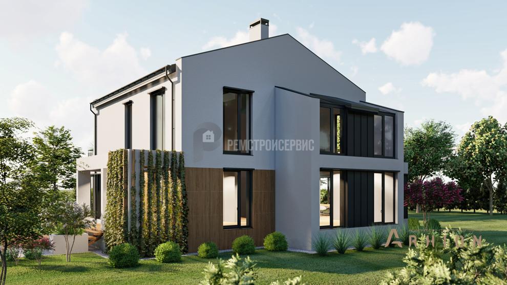 5. Проект двухэтажного дома в немецком стиле с двускатной кровлей, t-93-01, площадью - 217 кв c терассой